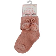 S10-RO: Rose Gold Pom Pom Ankle Socks (0-24 Months)